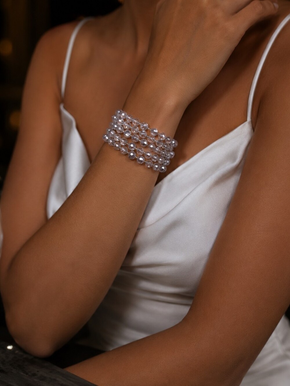 Shiny Bead Coil Bracelet